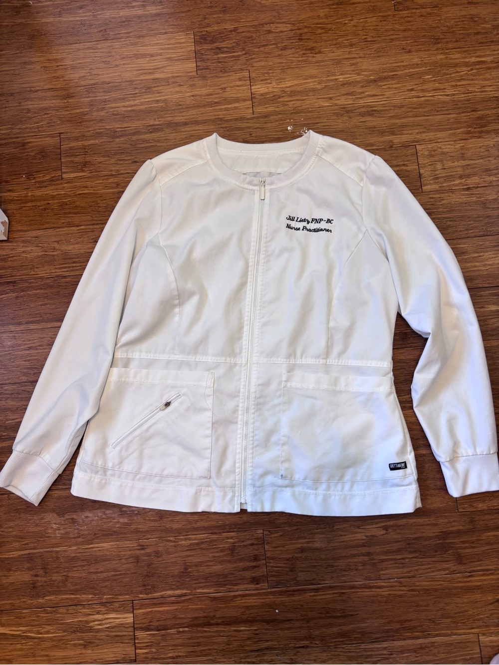 Grey's Anatomy White Zip-Front Utility Medical Jacket